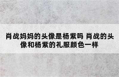 肖战妈妈的头像是杨紫吗 肖战的头像和杨紫的礼服颜色一样